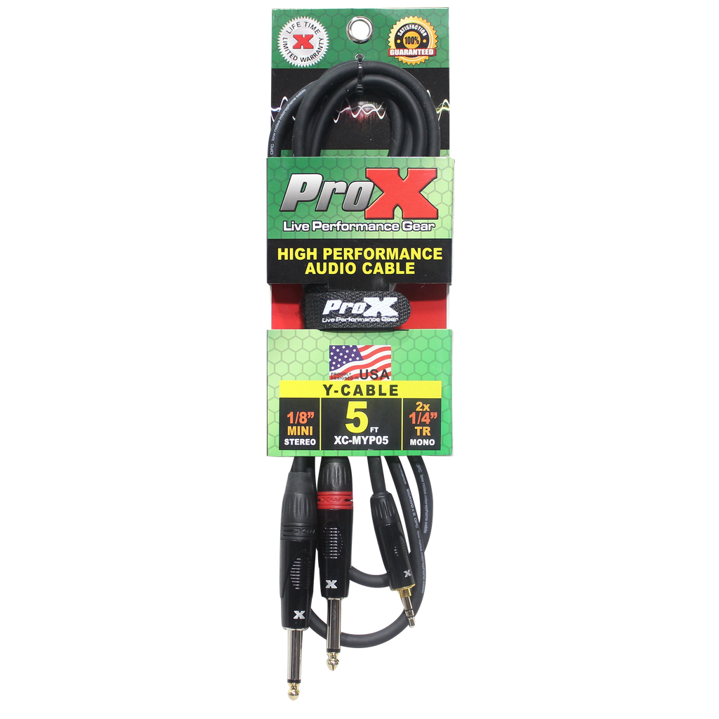 5 Ft. Unbalanced 3.5mm. Mini-TRS to Dual TS-M High Performance Audio Y Cable