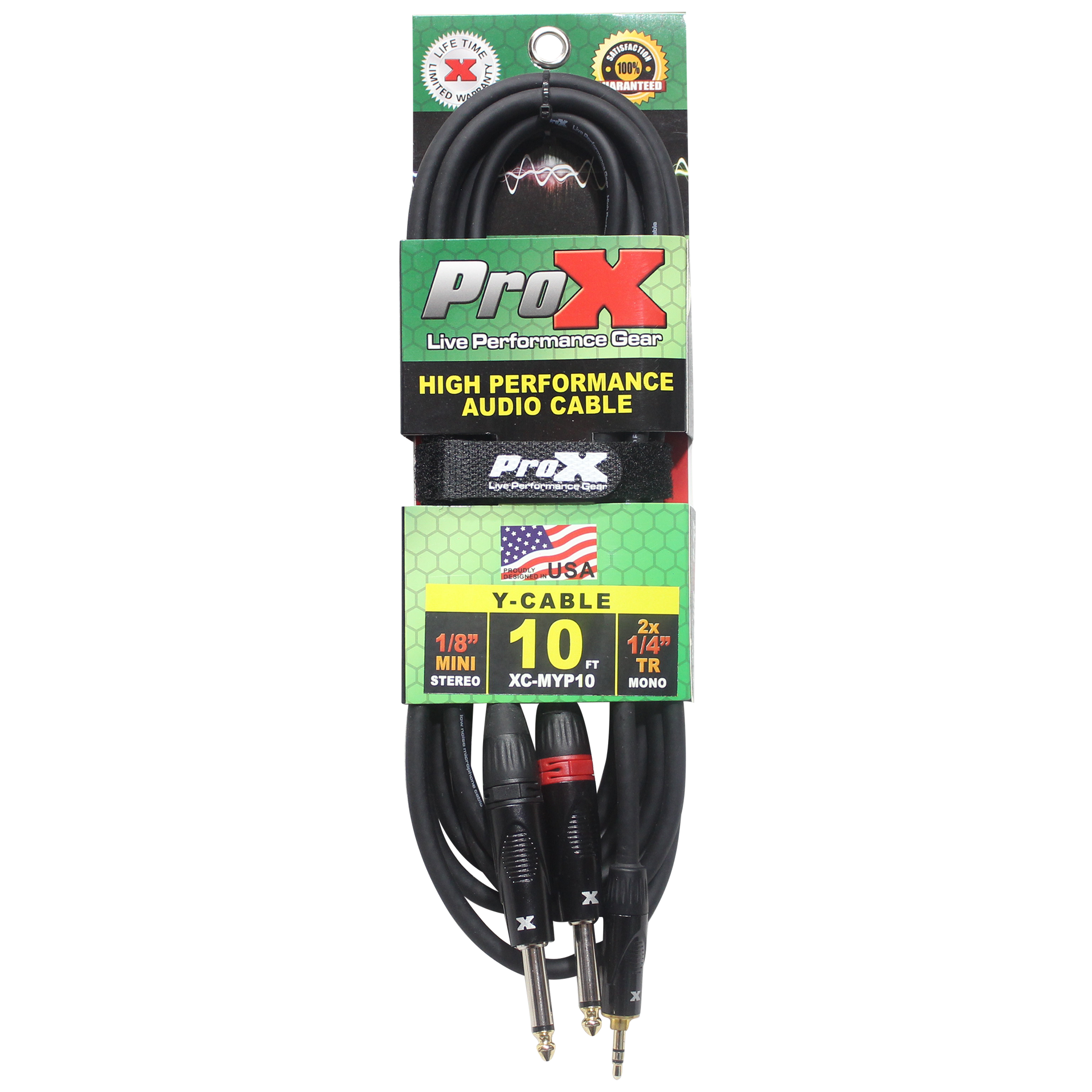 50PCS 10 Ft. Unbalanced 3.5mm. Mini-TRS to Dual TS-M High Performance Audio Y Cable