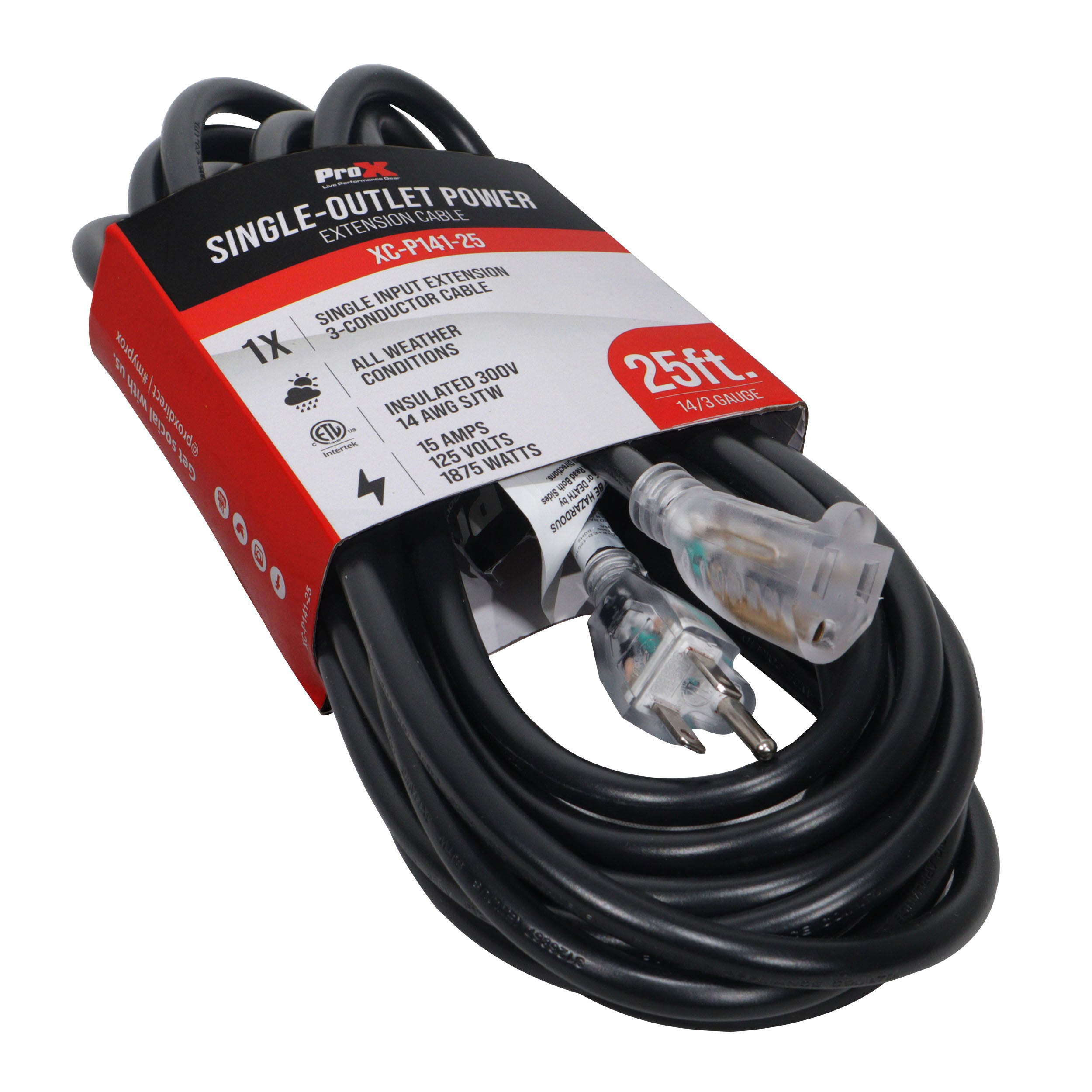25 Ft 110VAC Female 18AMP Power Cord 14AWG Extension Cable Power Cord