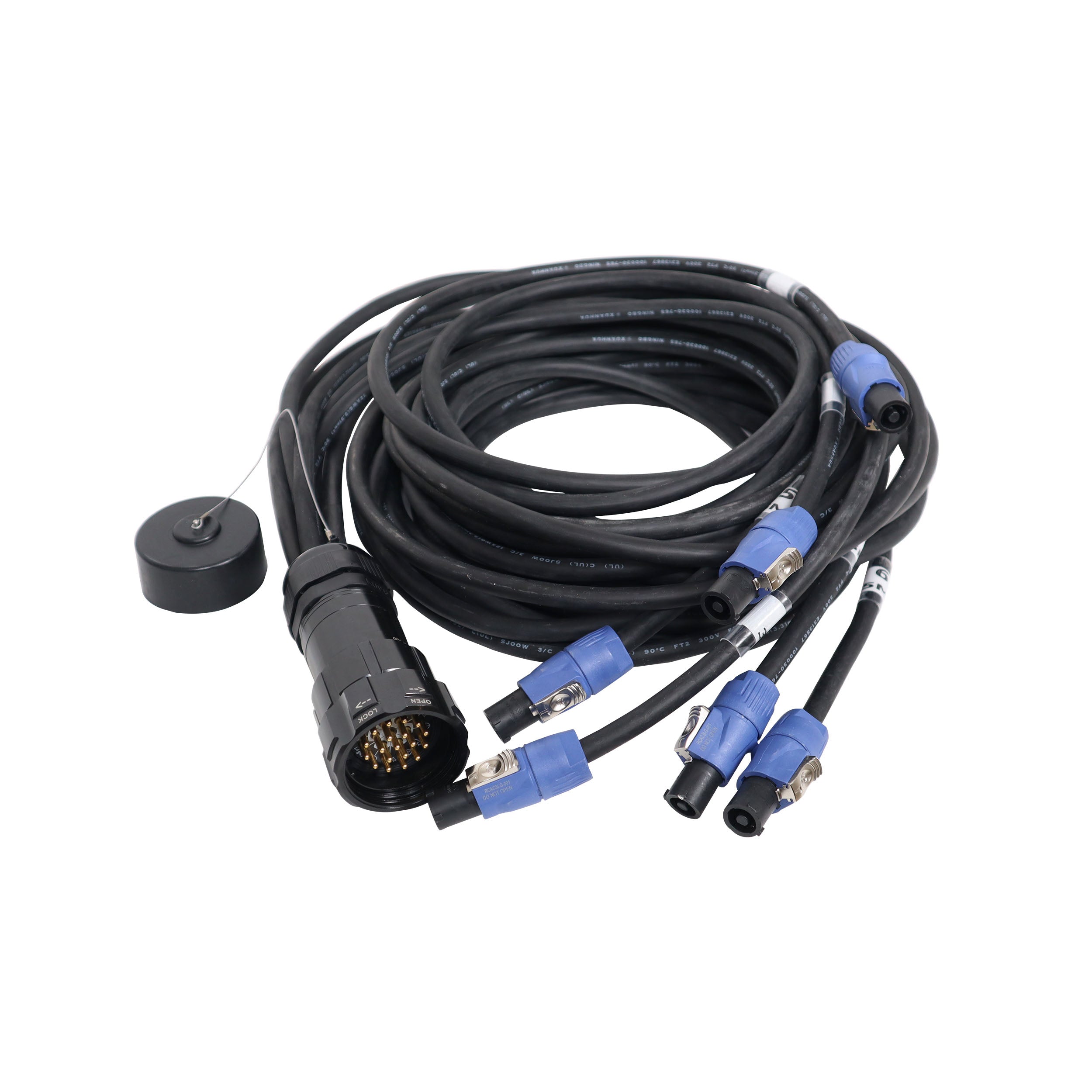 4PCS 19-Pin Kupo PLS to 6x PowerCon Blue 2x 6ft 2x 10ft 2x 16f SJOOW - 12AWG
