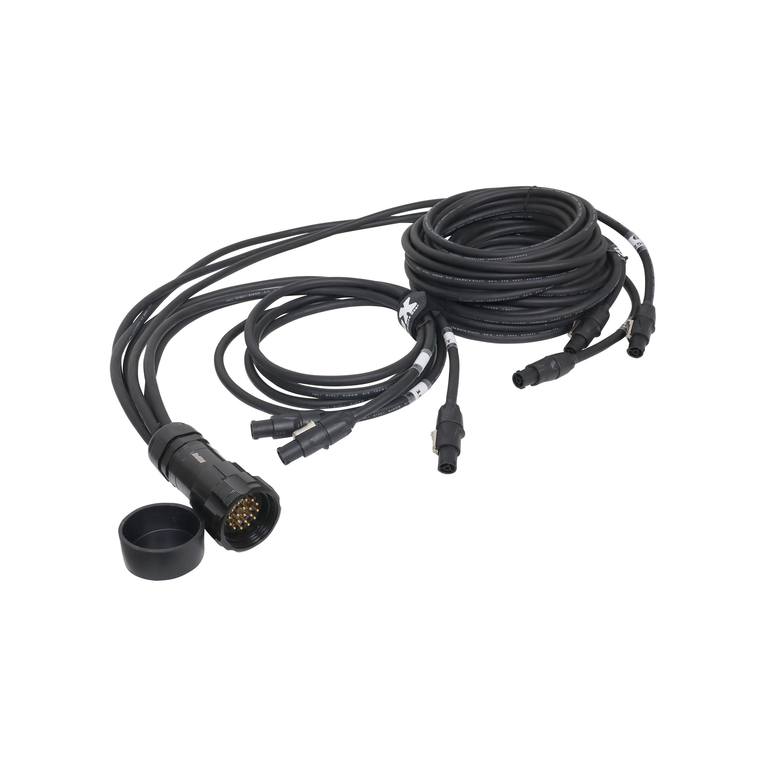 4PCS 19-Pin Kupo PLS to 6x Rean True1 3, 5, 10, 15, 20, 25 ft SJOOW - 12AWG