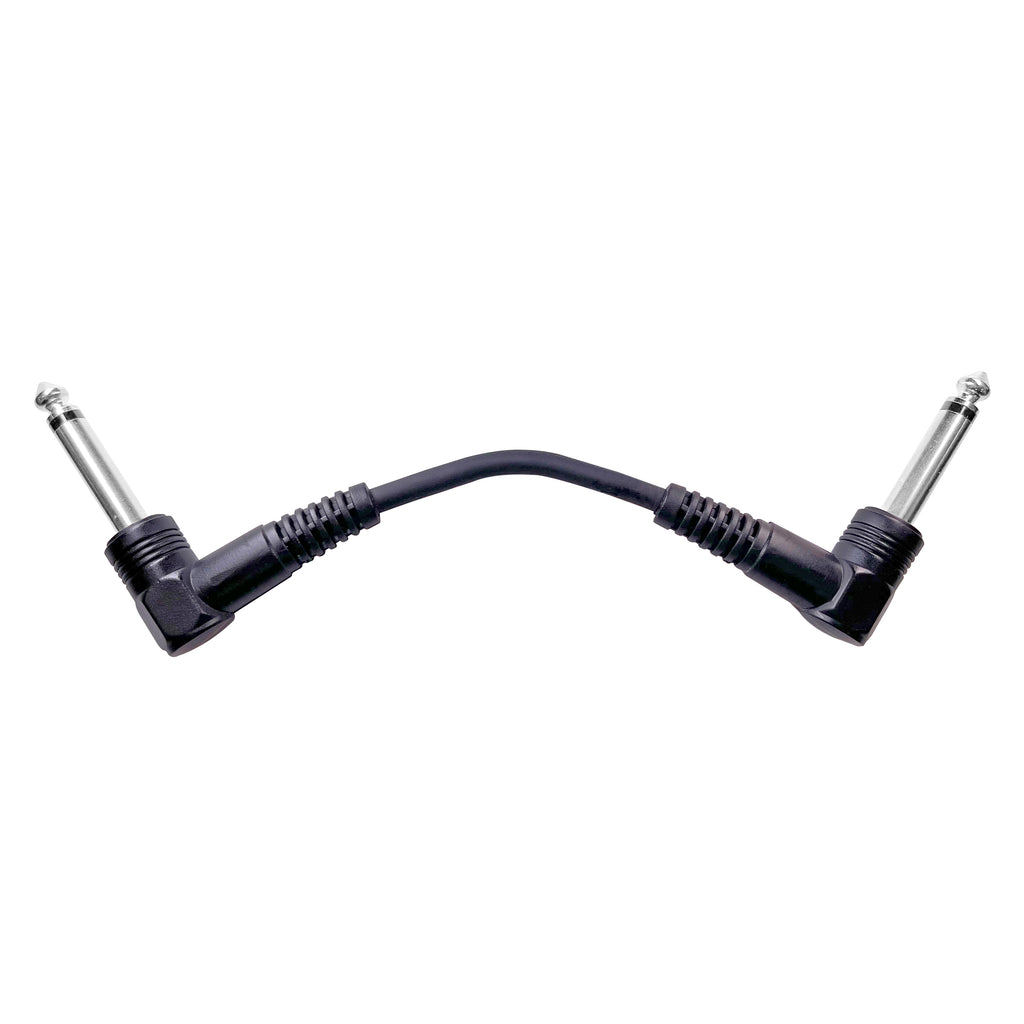 6-Pack of 6" inch Premium Patch Cables 1/4"  TS Male to 1/4" TS Male Right Angle Audio Instrument Pedal Effects Rack Cable