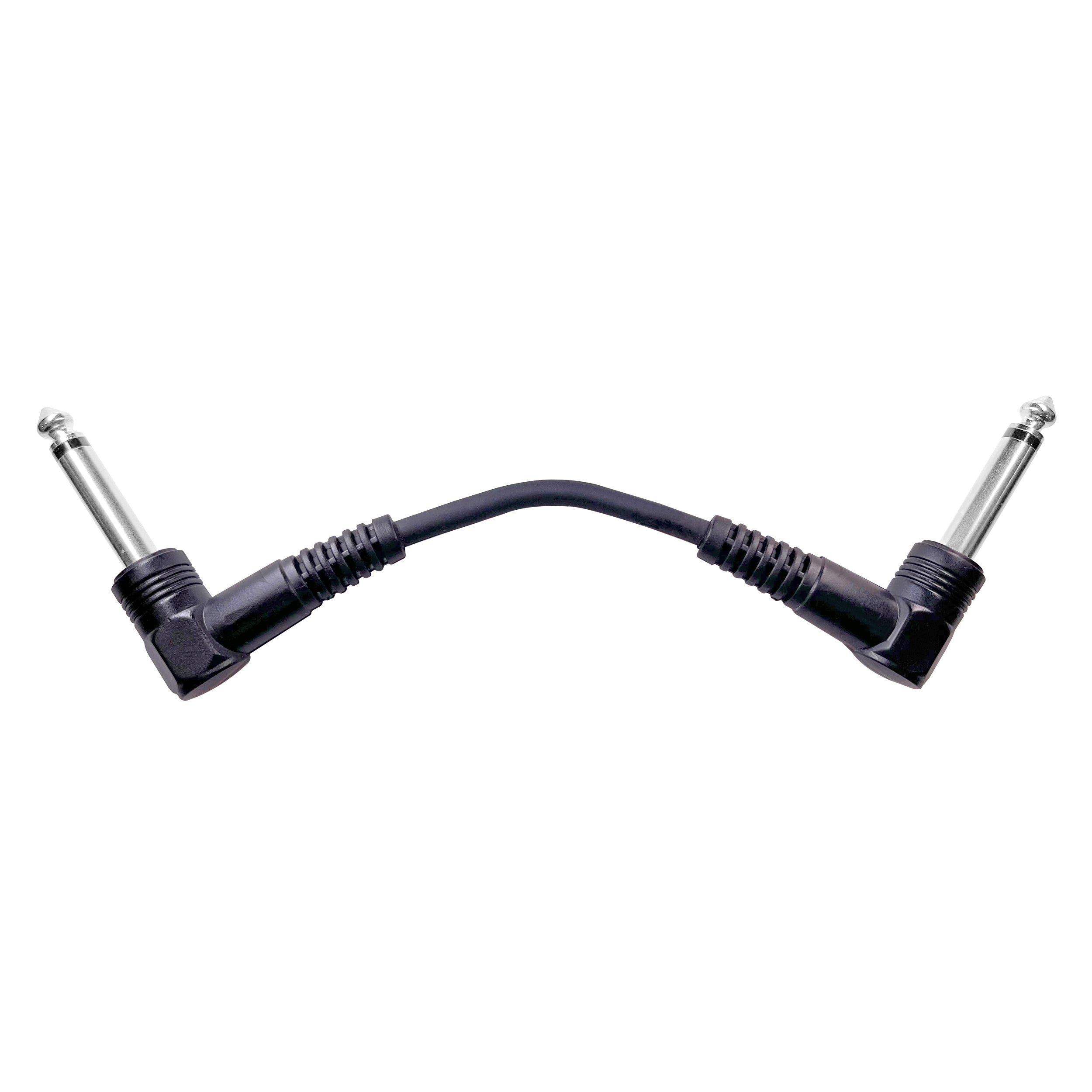6-Pack of 6" inch Premium Patch Cables 1/4"  TS Male to 1/4" TS Male Right Angle Audio Instrument Pedal Effects Rack Cable