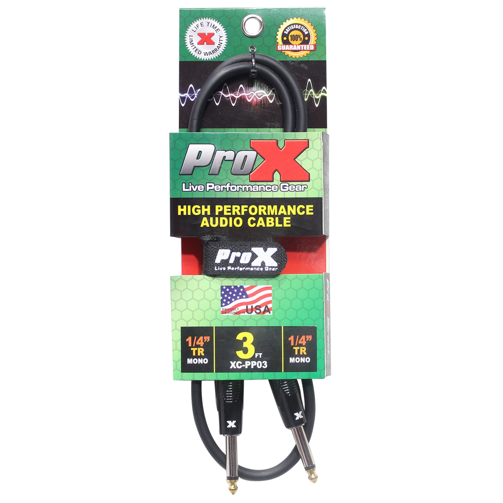 10PCS 3' Ft. Unbalanced 1/4" TS-M to 1/4" TS-M High Performance Pro Audio Instrument Guitar Cable