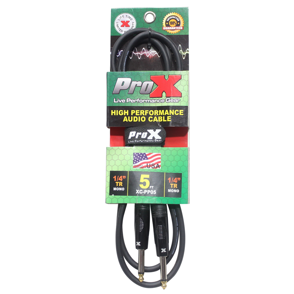 5' Ft. Unbalanced 1/4" TS-M to 1/4" TS-M High Performance Pro Audio Instrument Guitar Cable