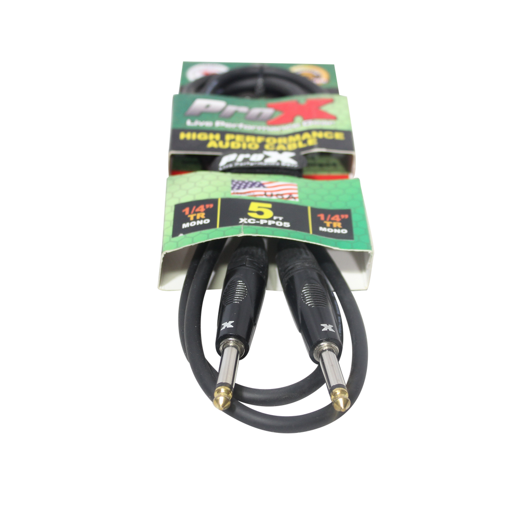 10PCS 5' Ft. Unbalanced 1/4" TS-M to 1/4" TS-M High Performance Pro Audio Instrument Guitar Cable