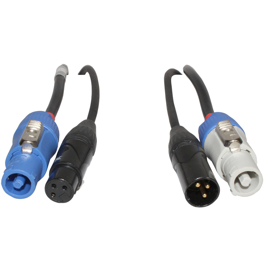 10PCS 5' Ft Dual 14AWG Powerkon to Dual DMX Combo Link Jumper Cable