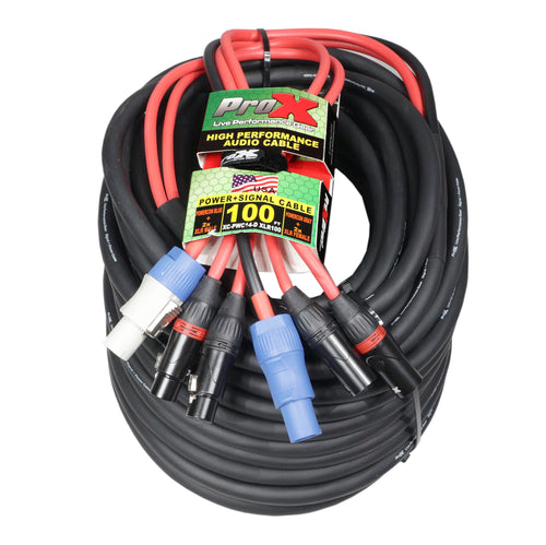 100' Ft 14AWG Powerkon to Dual XLR Combo Link Jumper Cable