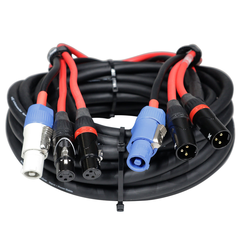 3PCS 50' Ft 14AWG Powerkon to Dual XLR Combo Link Jumper Cable
