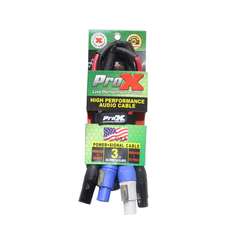 10PCS 3' Ft Dual 14AWG Powerkon to Dual XLR Combo Link Jumper Cable