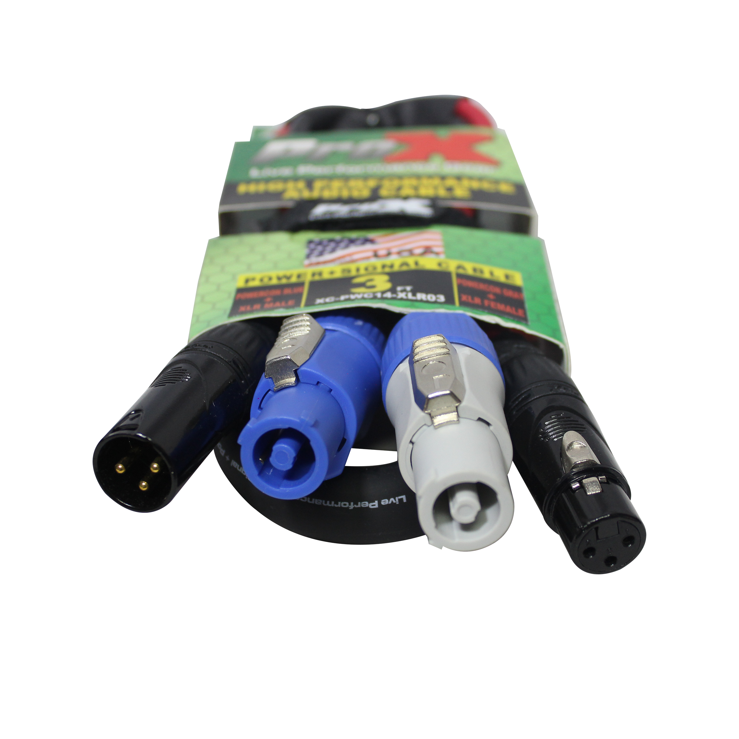 3' Ft Dual 14AWG Powerkon to Dual XLR Combo Link Jumper Cable
