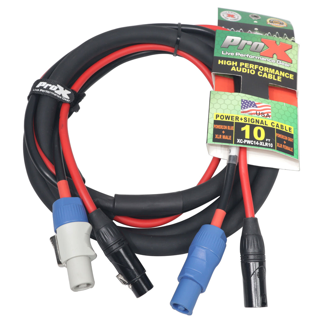 10PCS 10' Ft Dual 14AWG Powerkon to Dual XLR Combo Link Jumper Cable