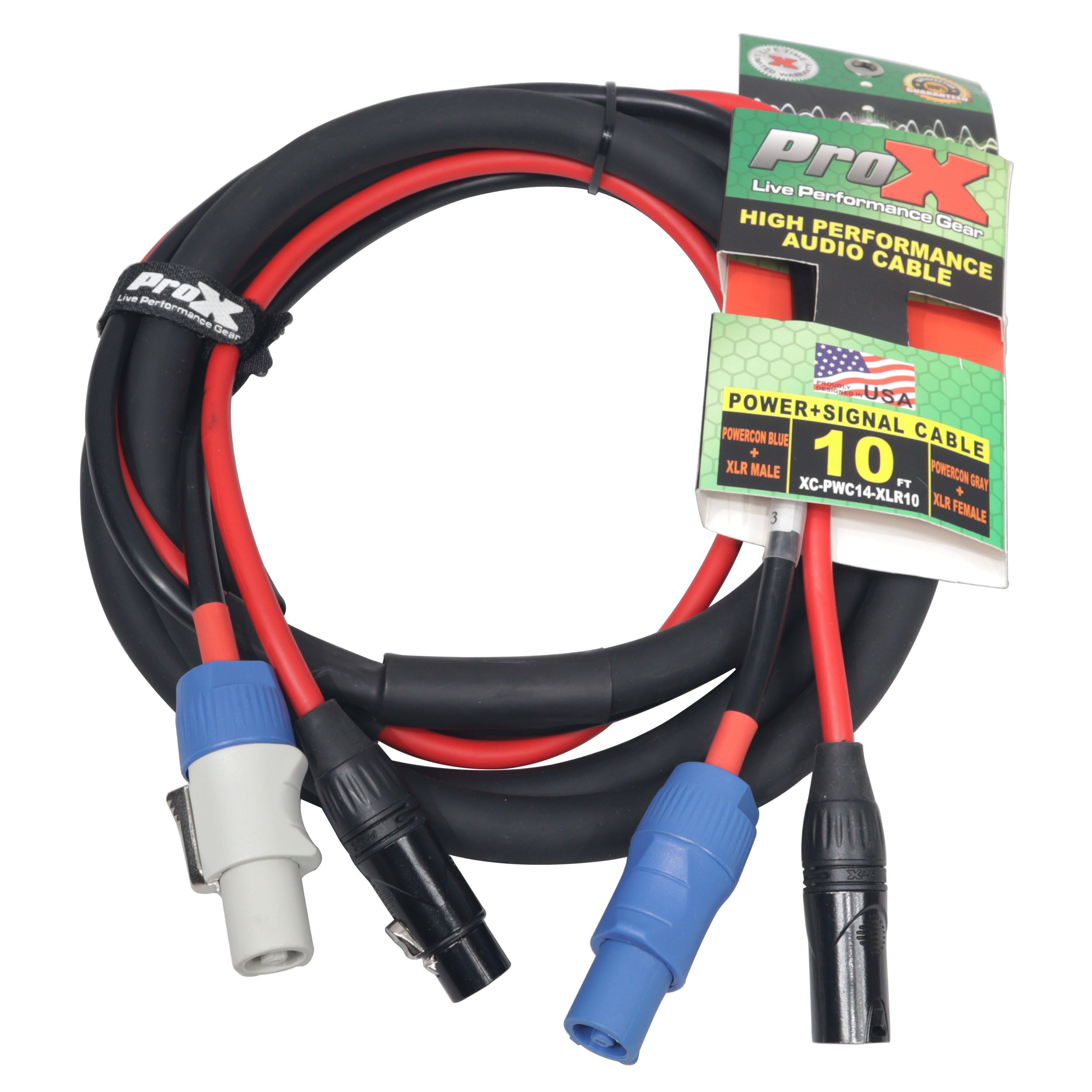 10' Ft Dual 14AWG Powerkon to Dual XLR Combo Link Jumper Cable