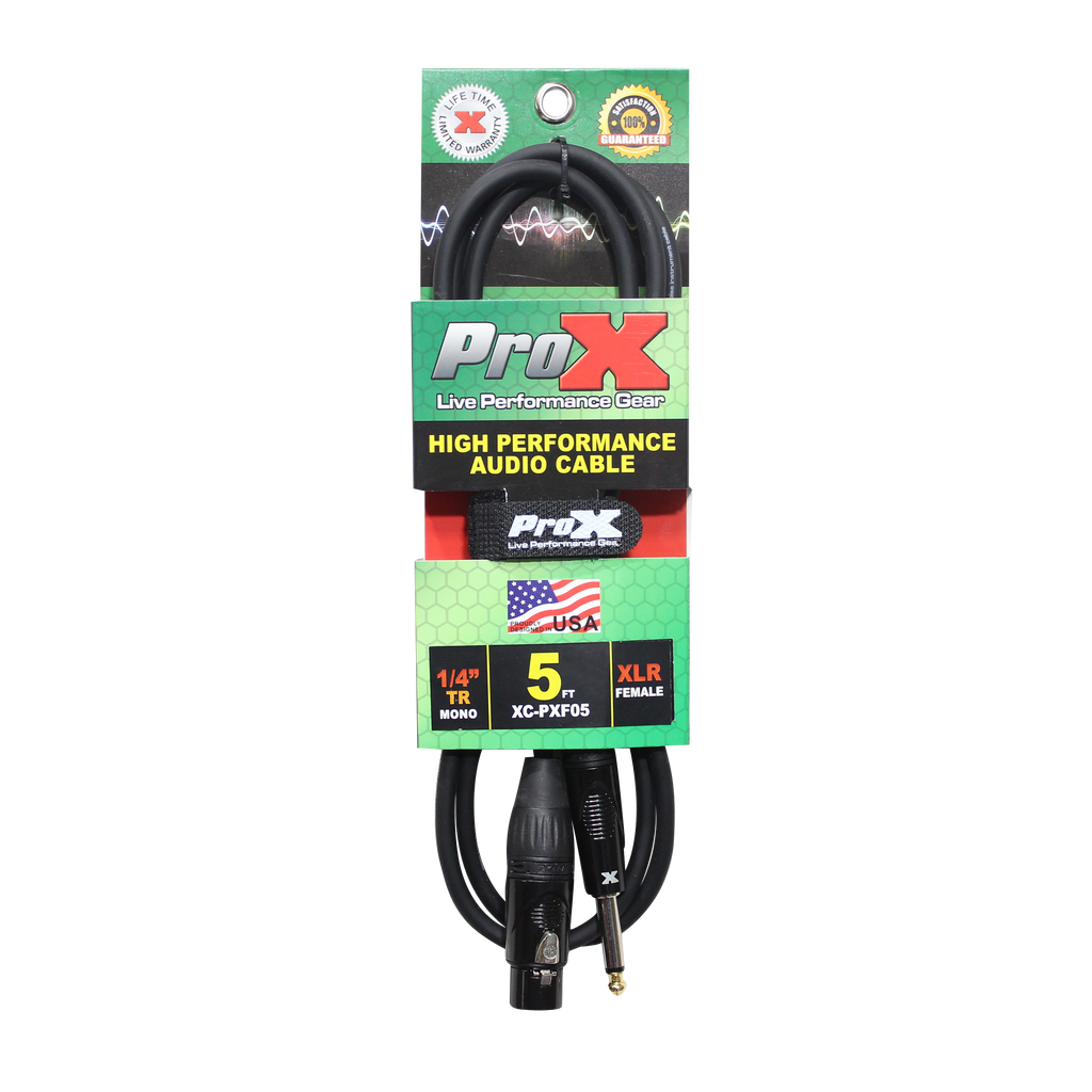10PCS 5 Ft. Unbalanced 1/4" TS-M to XLR-F High Performance Audio Cable