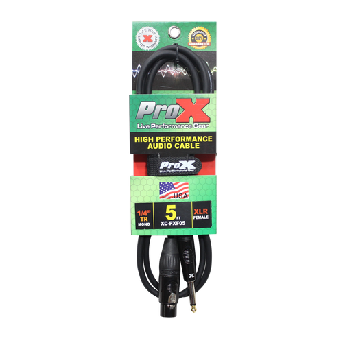 10PCS 5 Ft. Unbalanced 1/4" TS-M to XLR-F High Performance Audio Cable