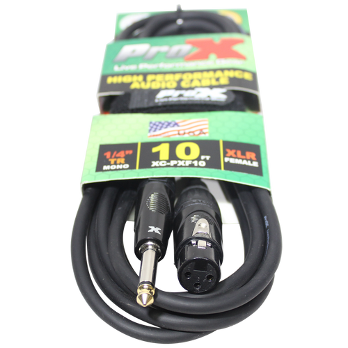 10PCS 10 Ft.  Unbalanced 1/4" TS to XLR3-F High Performance Audio Cable