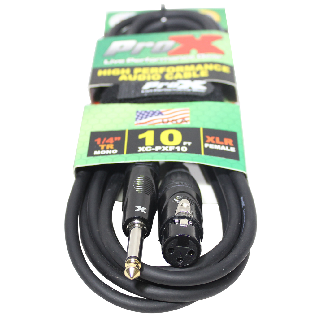 10 Ft.  Unbalanced 1/4" TS to XLR3-F High Performance Audio Cable