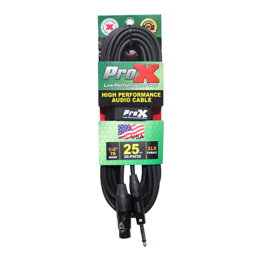 40PCS 25 Ft. Unbalanced 1/4" TS to XLR3-F High Performance Audio Cable