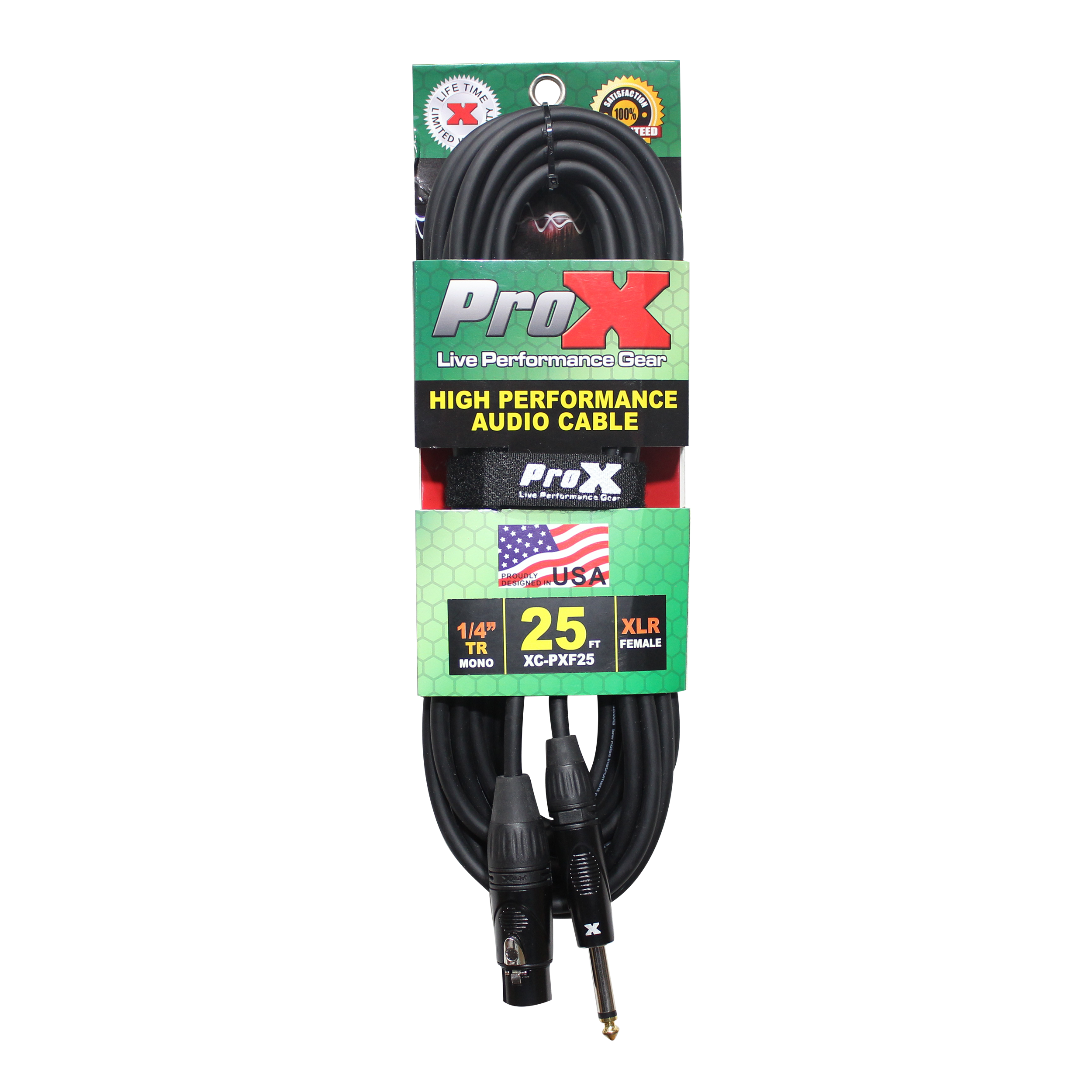 25 Ft. Unbalanced 1/4" TS to XLR3-F High Performance Audio Cable