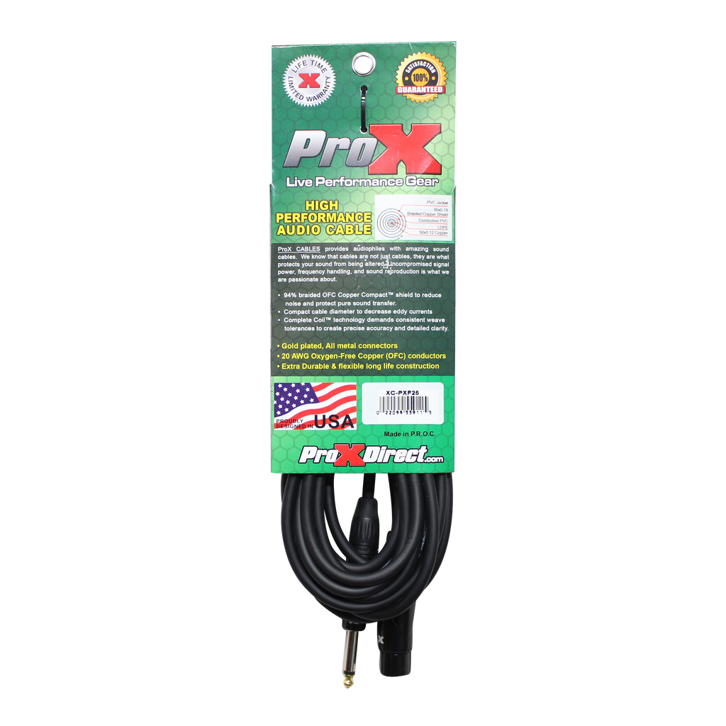 40PCS 25 Ft. Unbalanced 1/4" TS to XLR3-F High Performance Audio Cable