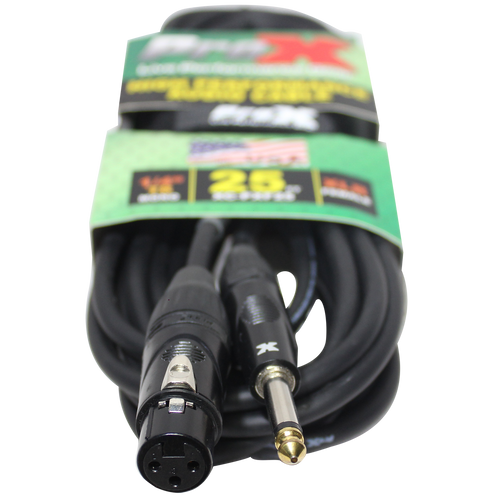 10PCS 25 Ft. Unbalanced 1/4" TS to XLR3-F High Performance Audio Cable