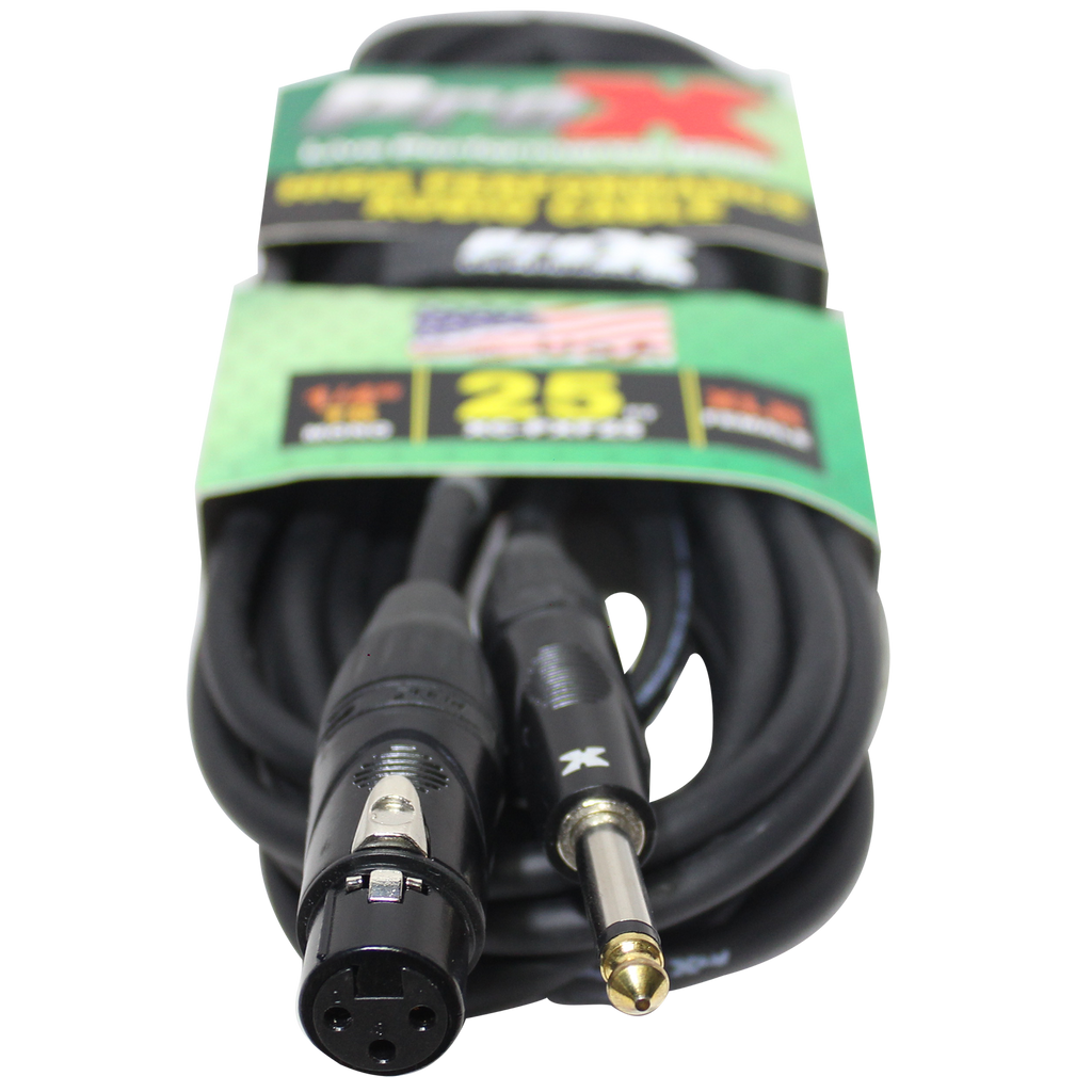 40PCS 25 Ft. Unbalanced 1/4" TS to XLR3-F High Performance Audio Cable
