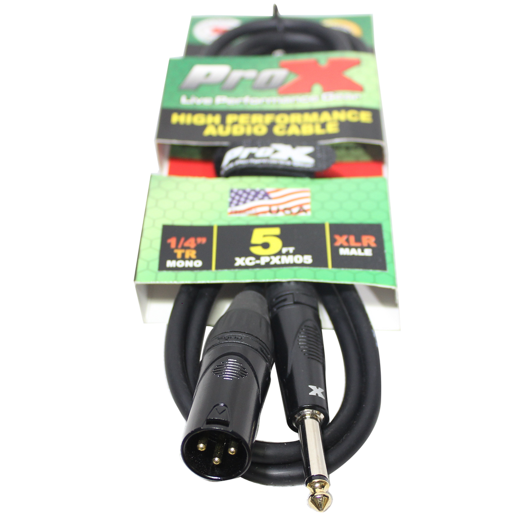 10PCS 5 Ft. Unbalanced 1/4" TS to XLR3-M High Performance Audio Cable