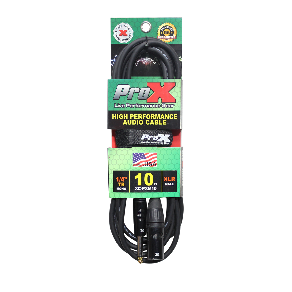 50PCS 10 Ft. Unbalanced 1/4" TS-M to XLR3-M High Performance Audio Cable