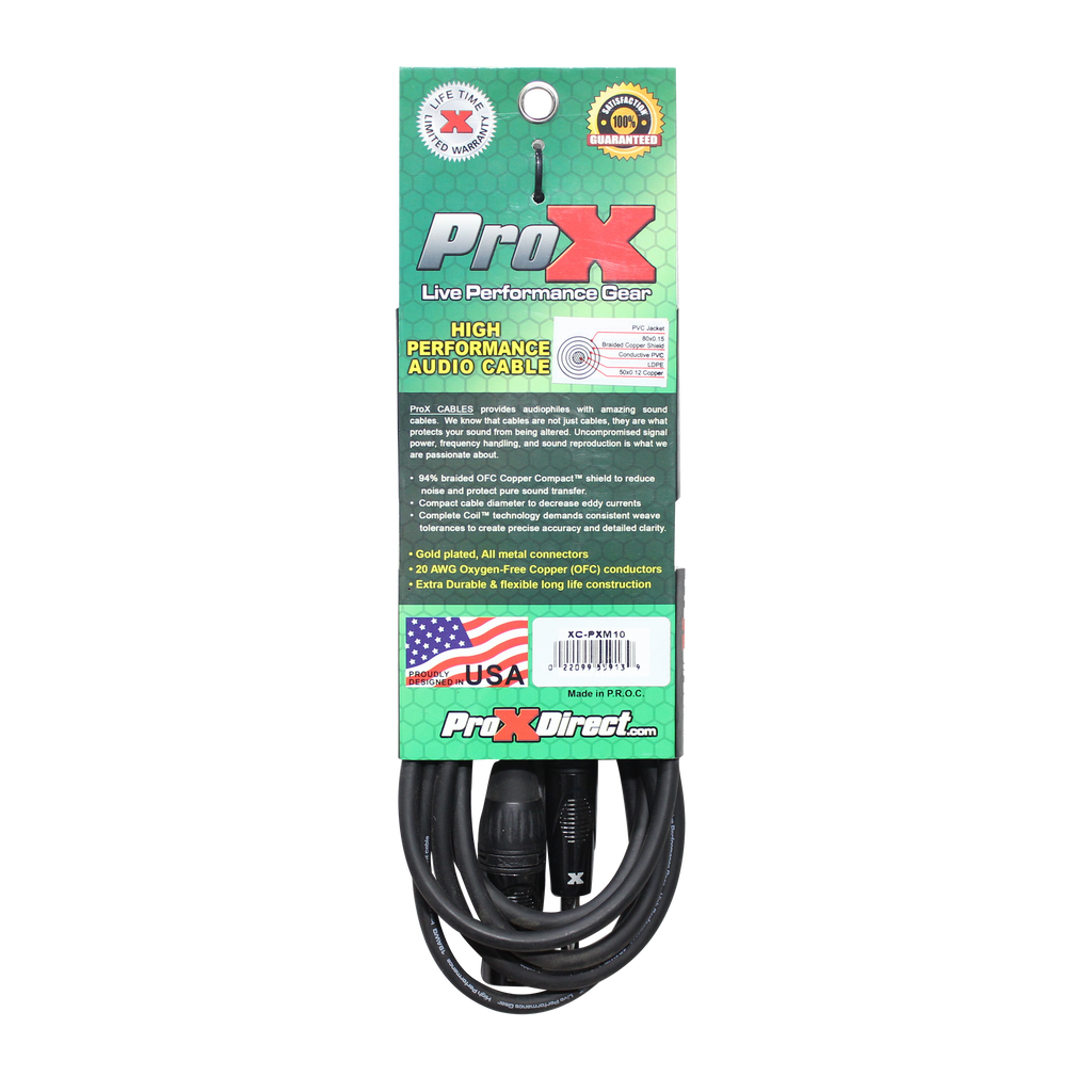 10 Ft. Unbalanced 1/4" TS-M to XLR3-M High Performance Audio Cable