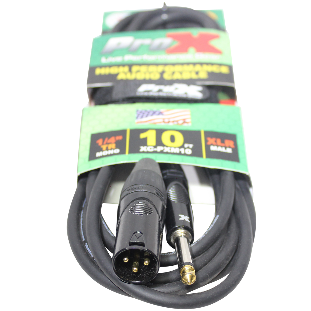 10PCS 10 Ft. Unbalanced 1/4" TS-M to XLR3-M High Performance Audio Cable
