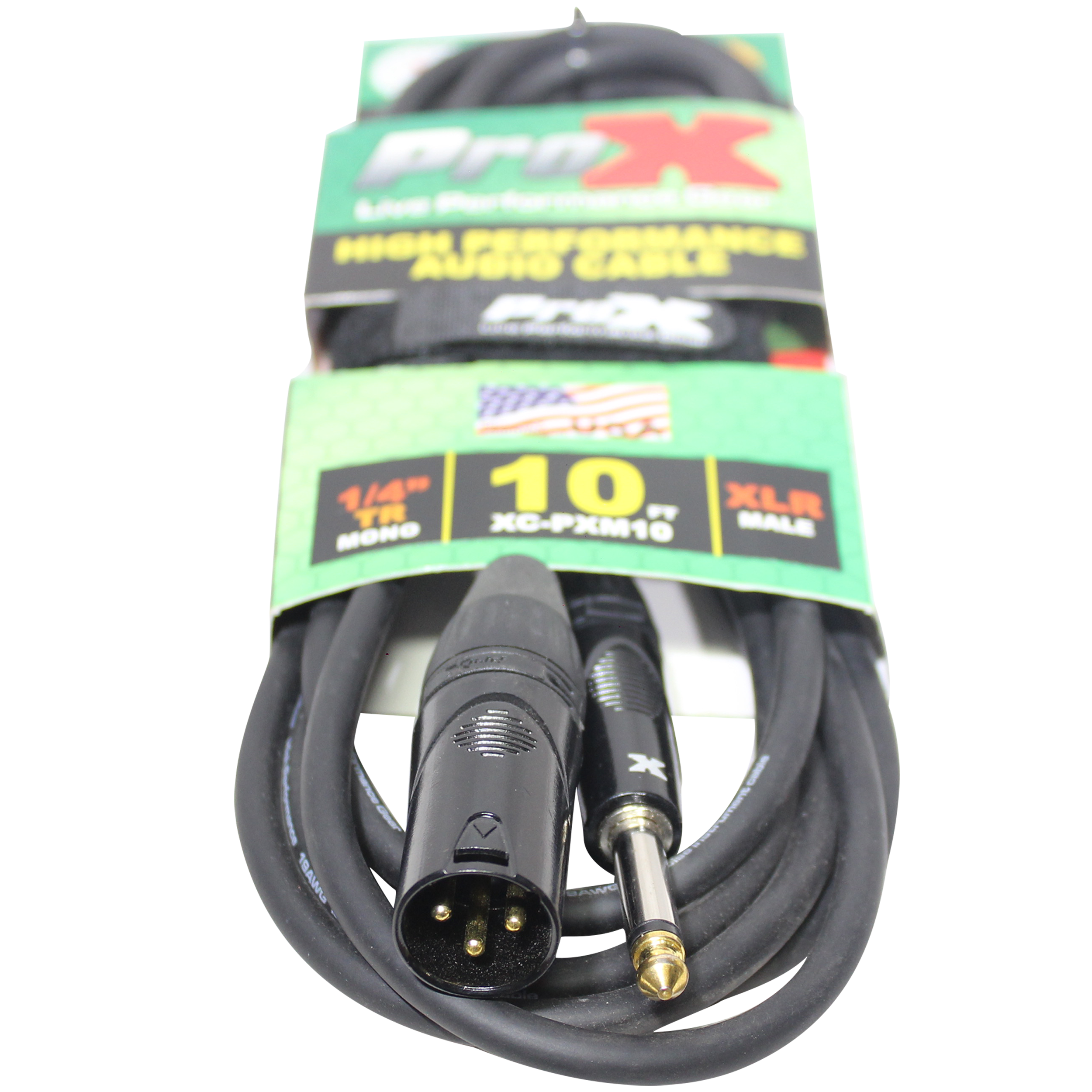 10PCS 10 Ft. Unbalanced 1/4" TS-M to XLR3-M High Performance Audio Cable