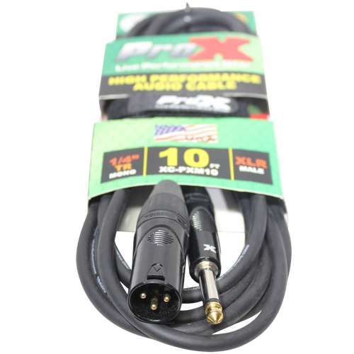 10PCS 10 Ft. Unbalanced 1/4" TS-M to XLR3-M High Performance Audio Cable