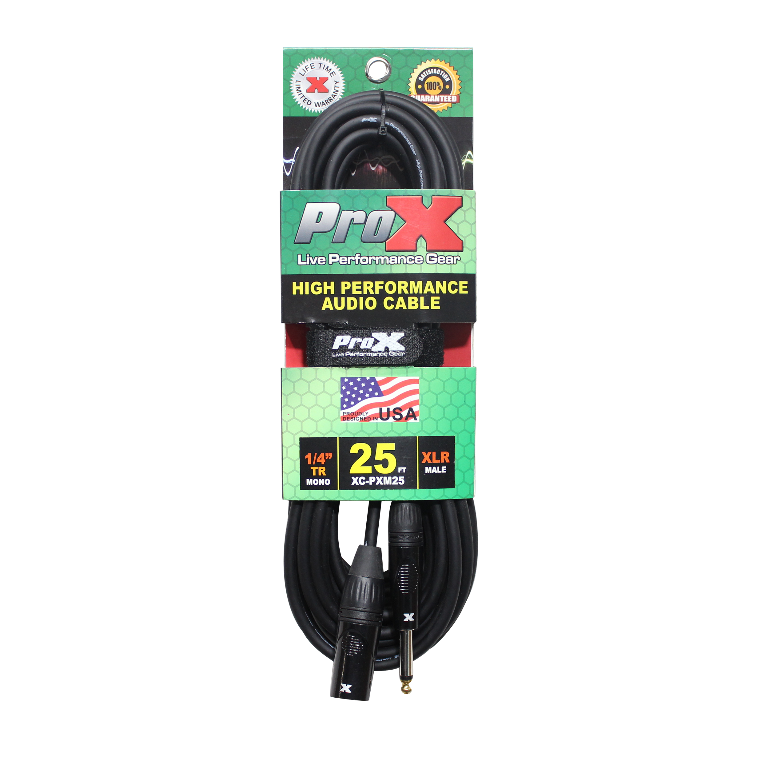 25 Ft. Unbalanced 1/4" TS to XLR3-M High Performance Audio Cable