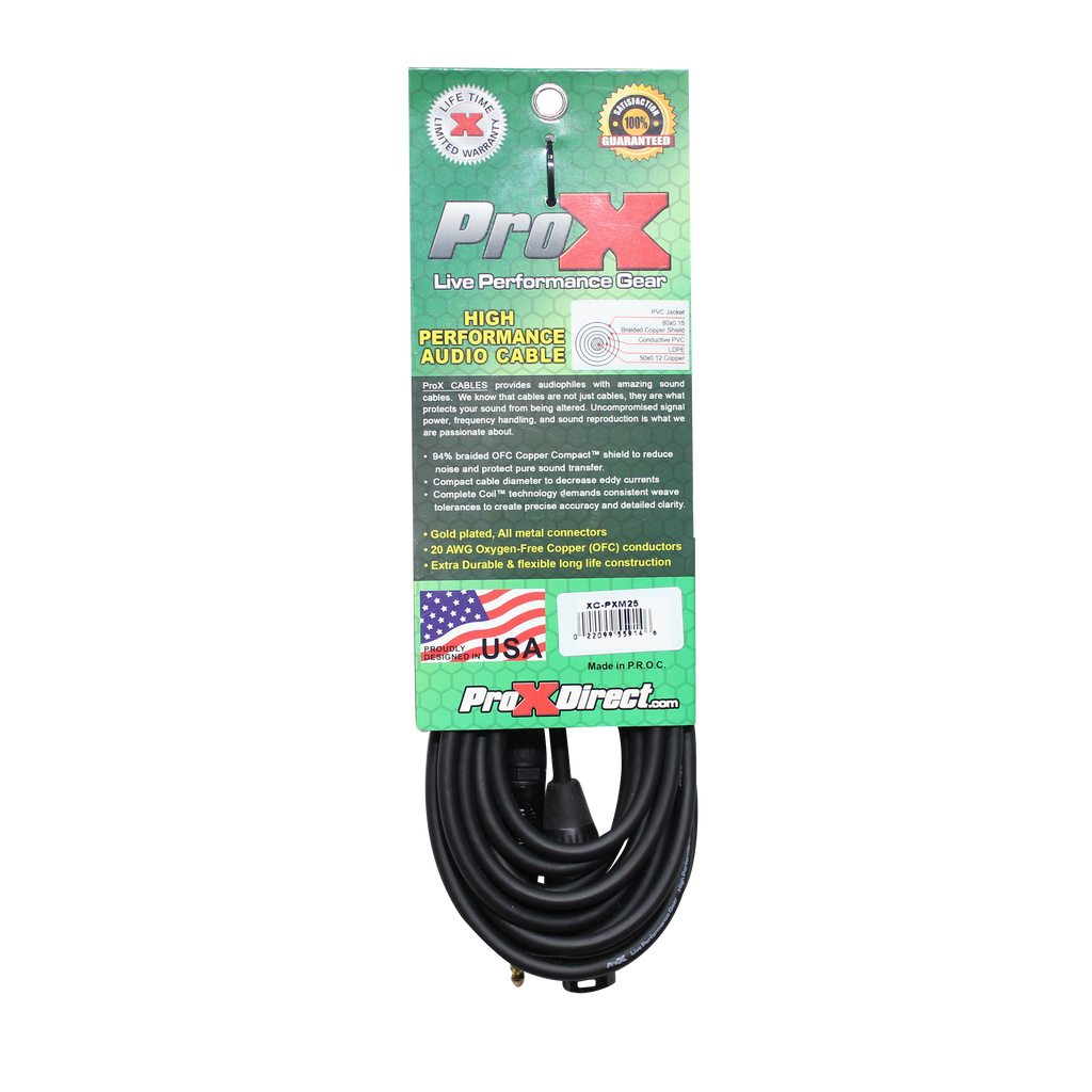 25 Ft. Unbalanced 1/4" TS to XLR3-M High Performance Audio Cable