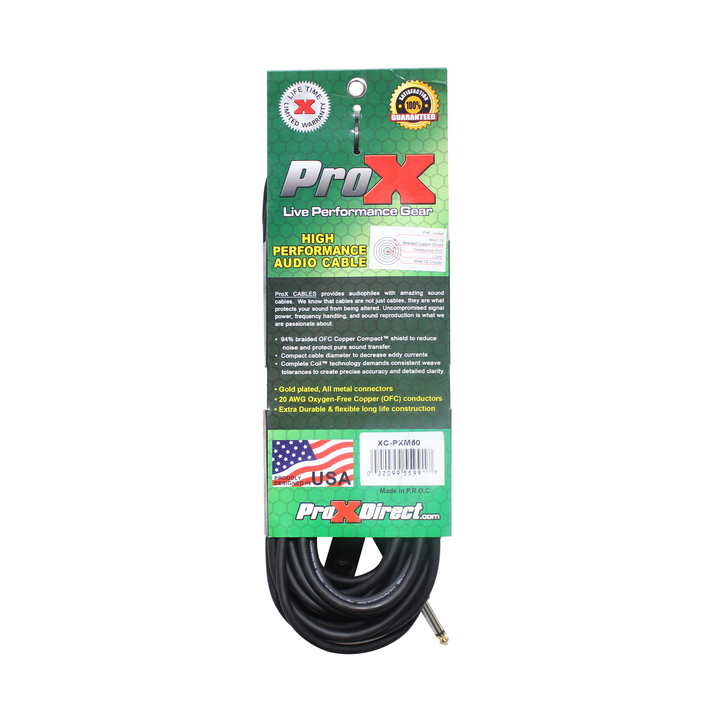 20PCS 50 Ft. Unbalanced 1/4" TS-M to XLR3-M High Performance Audio Cable