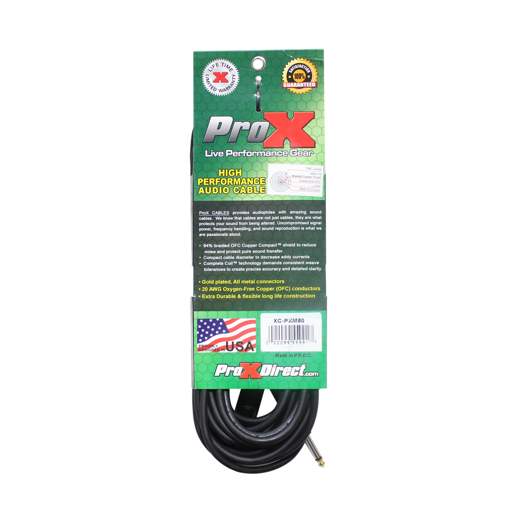 50 Ft. Unbalanced 1/4" TS-M to XLR3-M High Performance Audio Cable