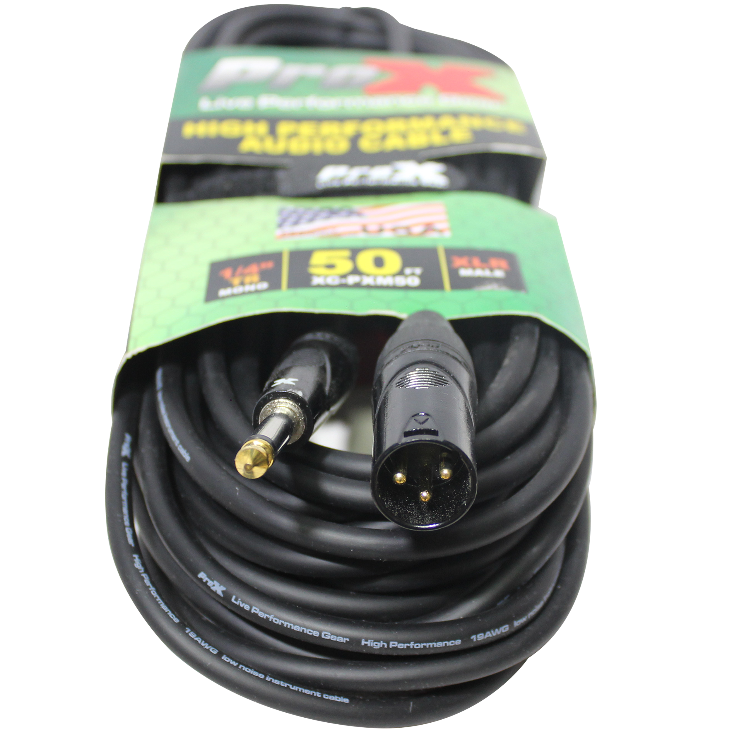 5PCS 50 Ft. Unbalanced 1/4" TS-M to XLR3-M High Performance Audio Cable