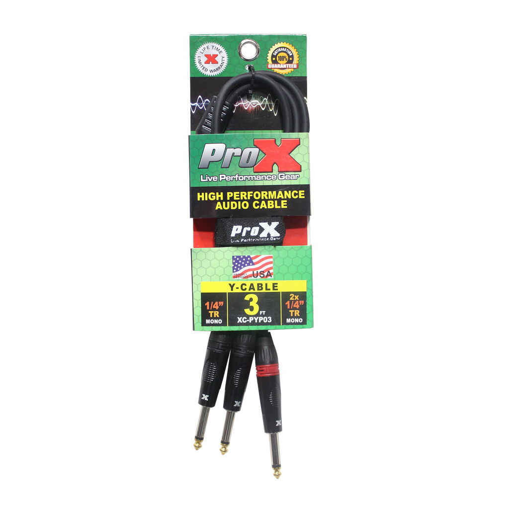 10PCS 3 Ft. 1/4" TS-M to Dual 1/4" TS-M High Performance Audio Cable