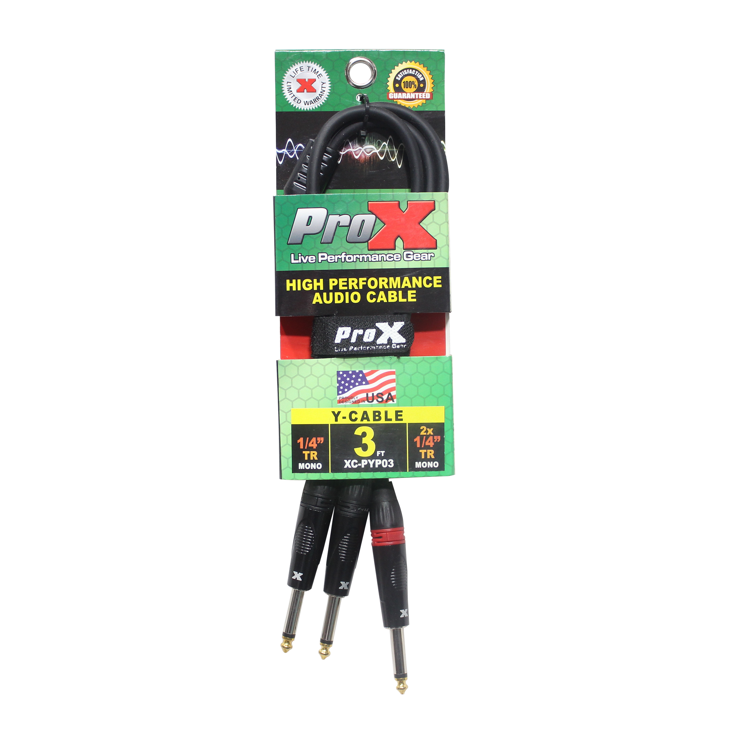 50PCS 3 Ft. 1/4" TS-M to Dual 1/4" TS-M High Performance Audio Cable