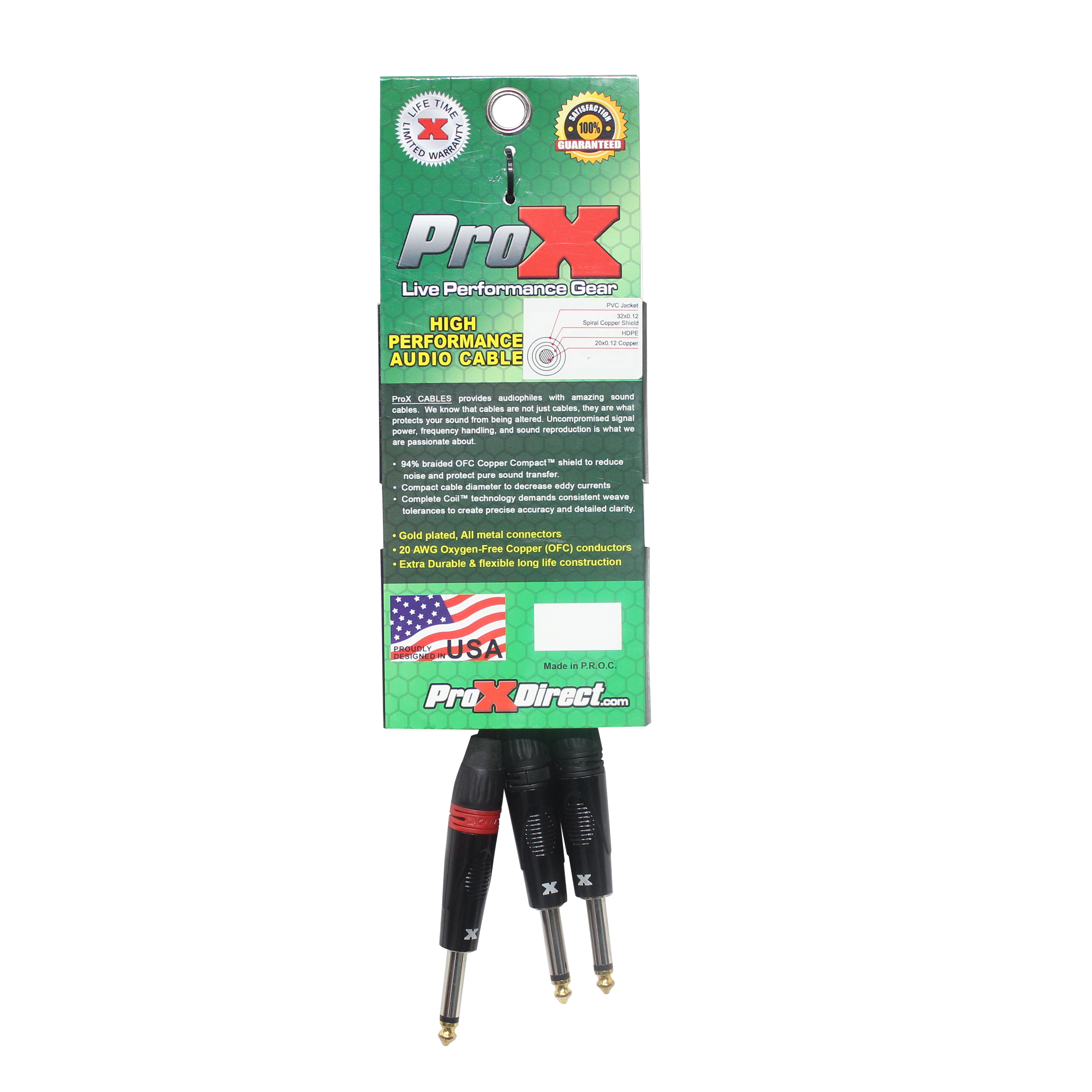 10PCS 3 Ft. 1/4" TS-M to Dual 1/4" TS-M High Performance Audio Cable