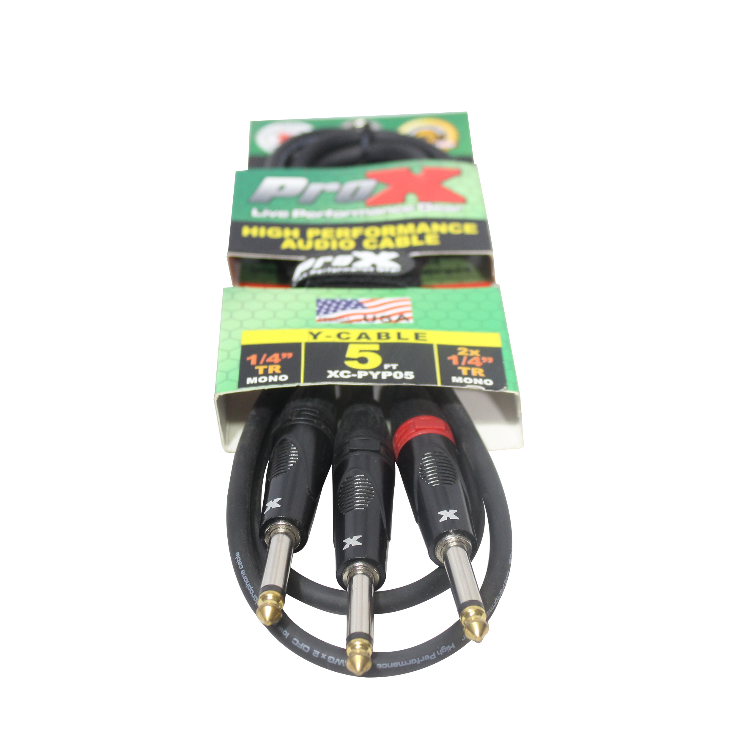 5 Ft. 1/4" TS-M to Dual 1/4" TS-M High Performance Audio Cable