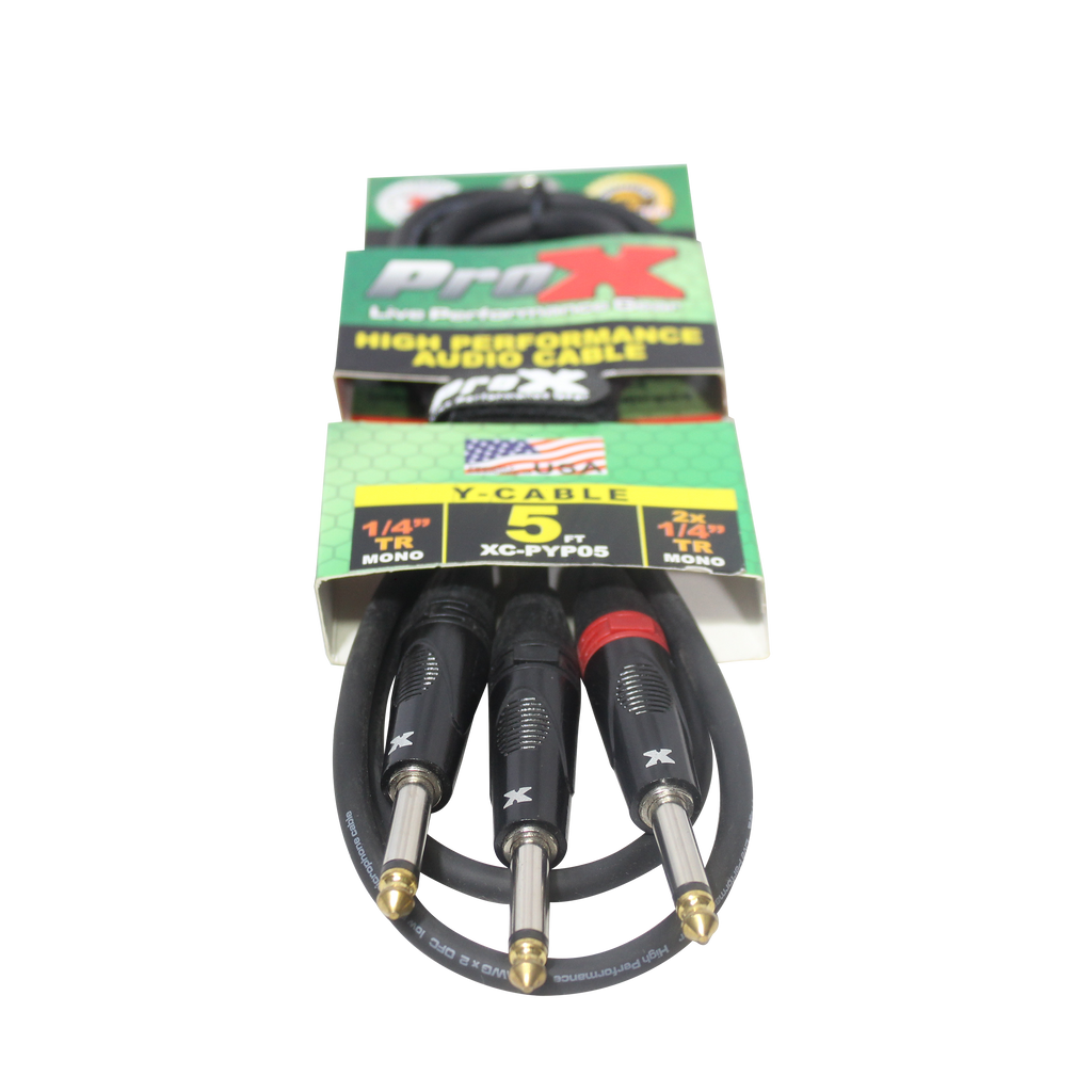 50PCS 5 Ft. 1/4" TS-M to Dual 1/4" TS-M High Performance Audio Cable