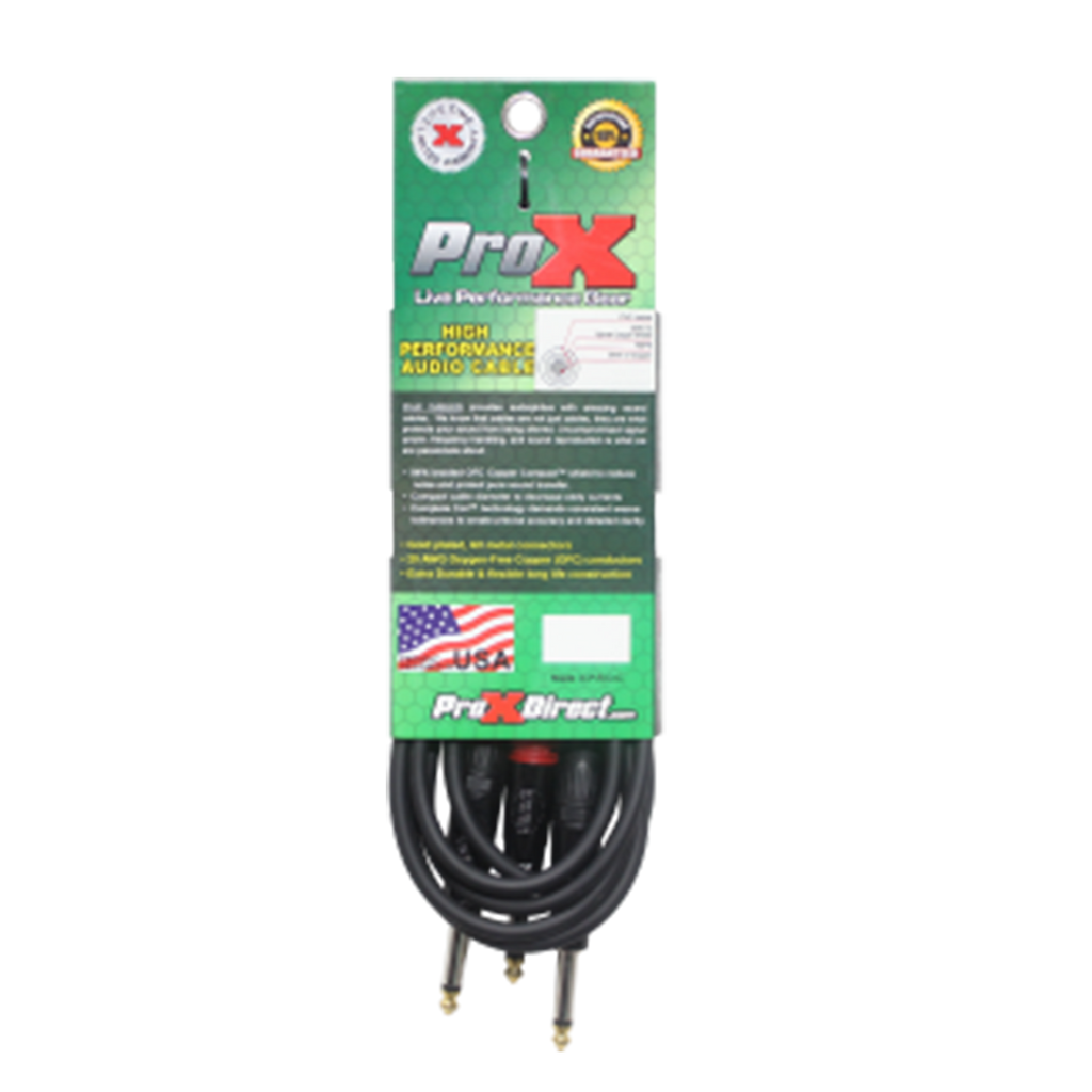 10PCS 10 Ft. 1/4" TS-M to Dual 1/4" TS-M High Performance Audio Cable