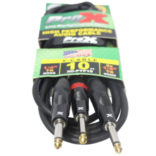 10 Ft. 1/4" TS-M to Dual 1/4" TS-M High Performance Audio Cable