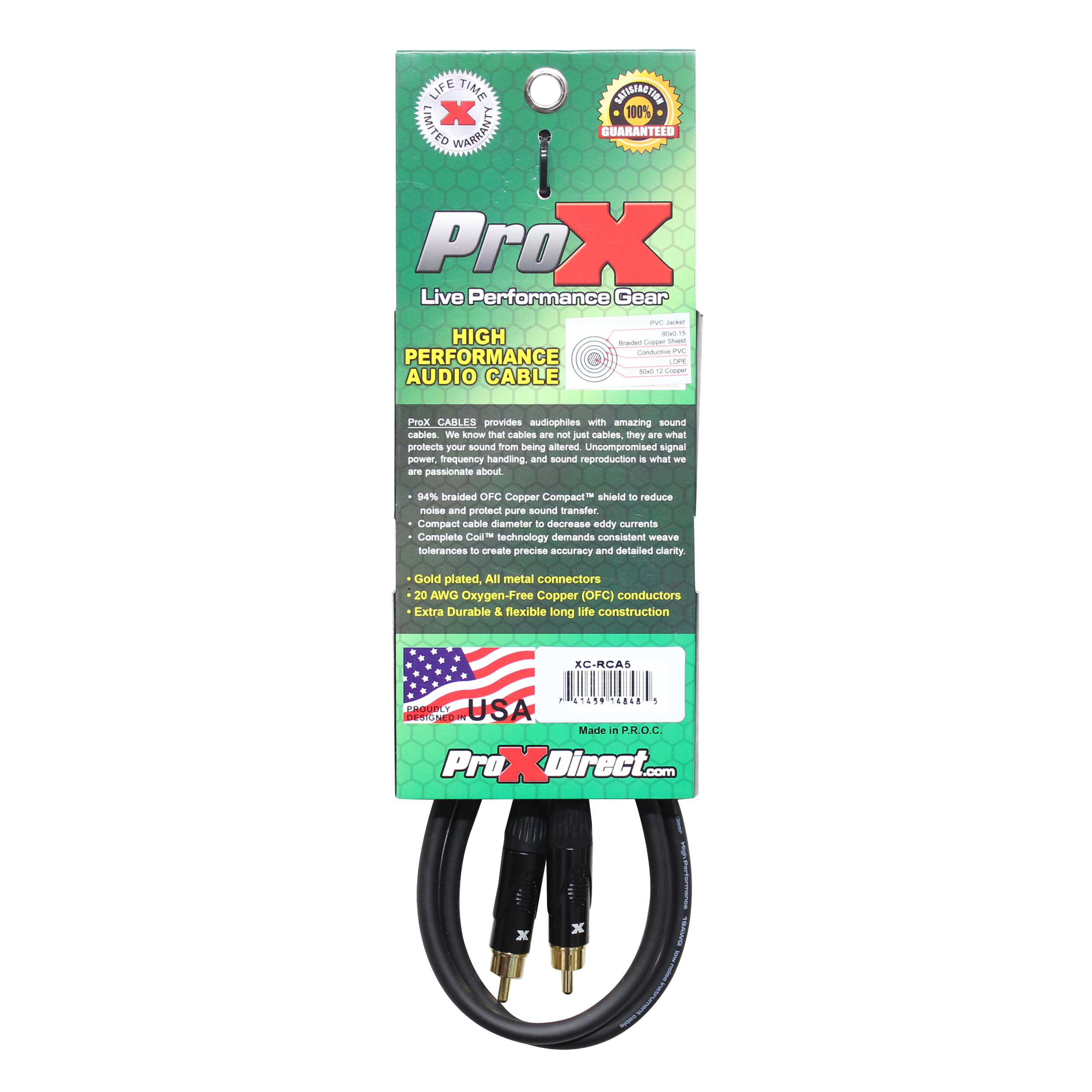 50PCS 5 Ft. High Performance Audio Cable RCA to RCA
