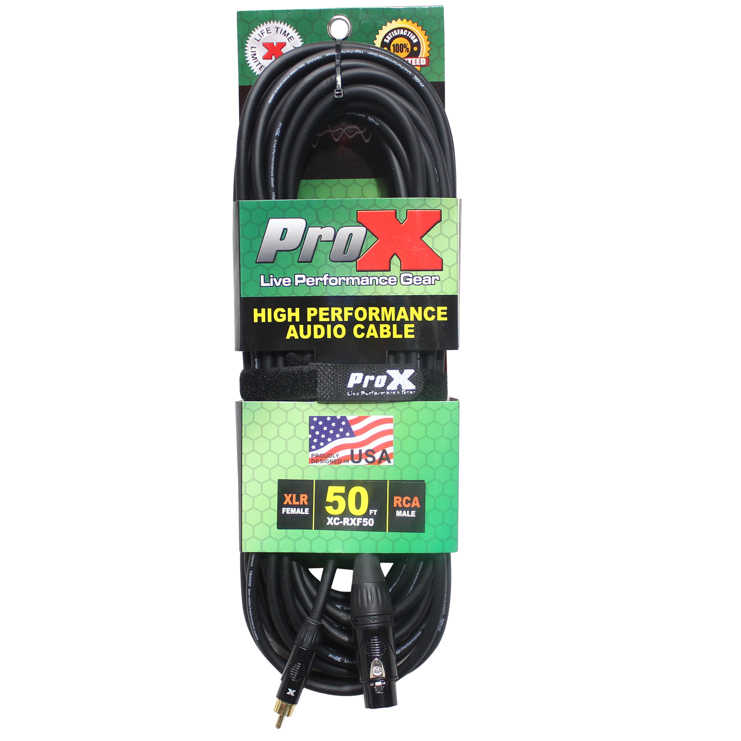 50 Ft. Unbalanced RCA to XLR3-F High Performance Audio Cable