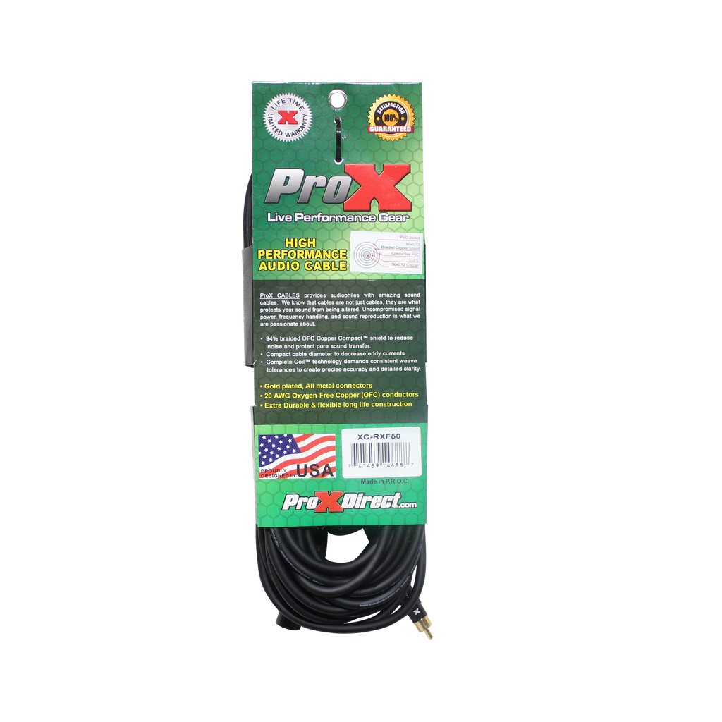 50 Ft. Unbalanced RCA to XLR3-F High Performance Audio Cable