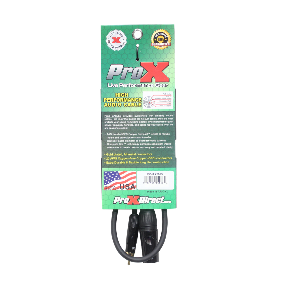 10PCS 3' Ft. High Performance XLR Male to RCA Male Unbalanced Audio Cable