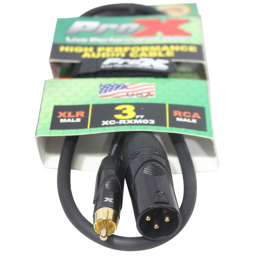 50PCS 3' Ft. High Performance XLR Male to RCA Male Unbalanced Audio Cable