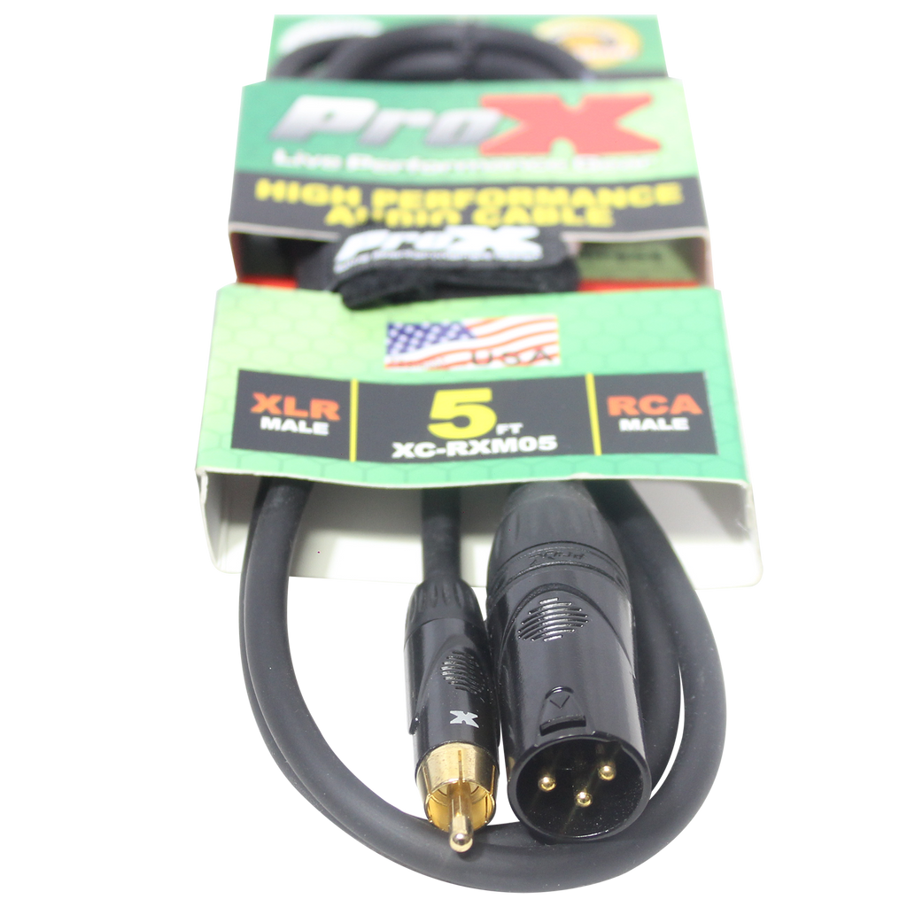 5' Ft. High Performance XLR Male to RCA Male Unbalanced Audio Cable